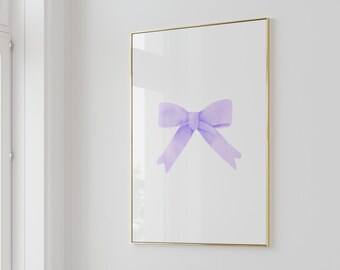Lilac Bow Wall Art, Coquette Print (Digital Download)