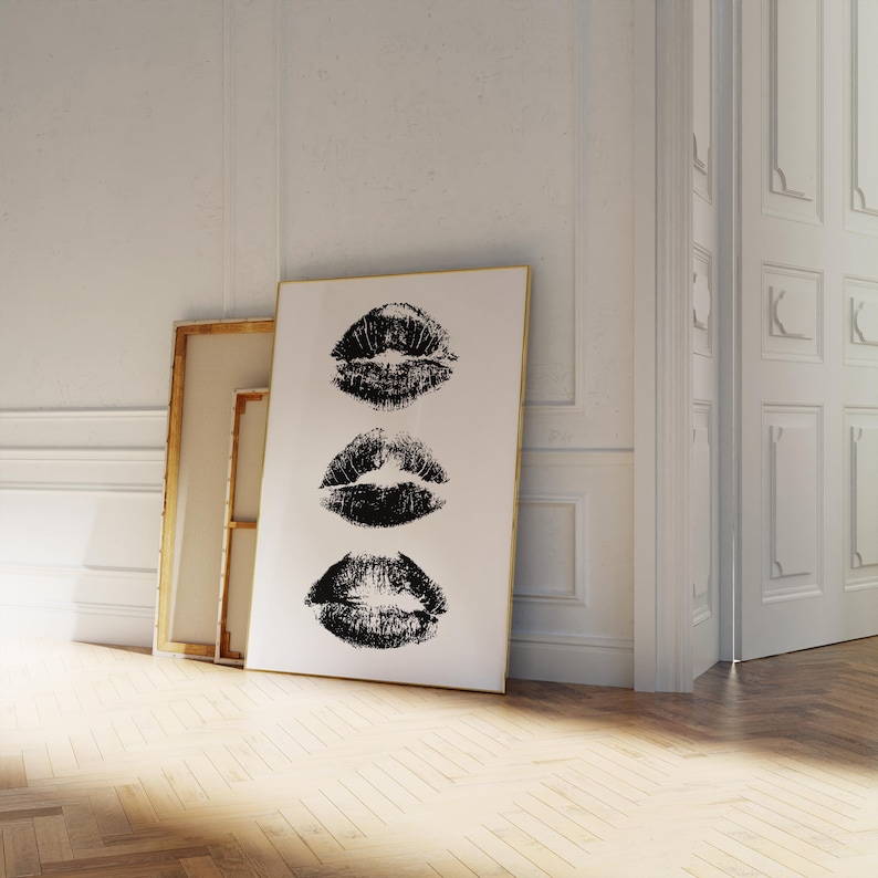 Kiss Lips Wall Art Trendy Poster Lips Print Trendy Digital Prints Preppy Dorm Trendy Art Print Funky Print Fashion Wall Art Make Up Wall Art image 8