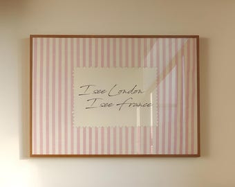 Bathroom Wall Art | Funny Toilet Poster | I See London I See France | Light Blue | Stripe Wall Art | Cottagecore (Digital Download)