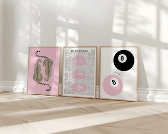 Pink Wall Art Trendy Gallery Wall Set Preppy Aesthetic Prints Wall Set Of 3 Apartment Decor Teengirl Room Decor Pink Art Prints Girly Poster