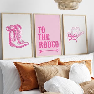 Coastal Cowgirl Art Prints Pink Wall Art Retro Cowgirl Prints Western Pink Wall Art Digital Download Girly Dorm Decor Teengirl To The Rodeo