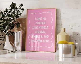 Printable Kitchen Wall Art Coffee Bar Art Print Aesthetic Decor Trendy Poster Coffee Digital Print Pink Wall Art This Kitchen Is For Dancing