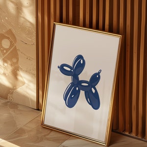 Navy Blue Wall Art Aesthetic Wall Art Trendy Wall Art Blue Art Print Aesthetic Room Decor Dorm Wall Art Balloon Dog Wall Art Bar Cart Decor