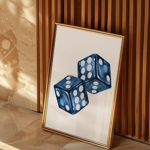 Navy Blue Wall Art Dice Art Aesthetic Room Decor Preppy Art Prints Trendy Wall Art Aesthetic Prints Blue Wall Art Digital Navy Room Decor