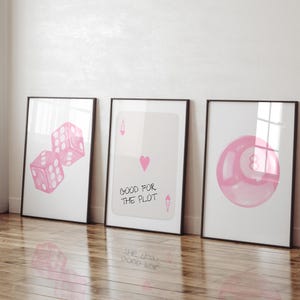 Pink Wall Art Trendy Gallery Wall Set Preppy Aesthetic Prints Wall Set Of 3 Apartment Decor Teengirl Room Decor Pink Art Prints Girly Poster