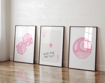 Pink Aesthetic Gallery Wall Art Set of 3 (Digital Download)