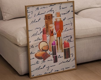 Trendy Lipstick Poster Print, Fashion Wall Art (Digital Download)