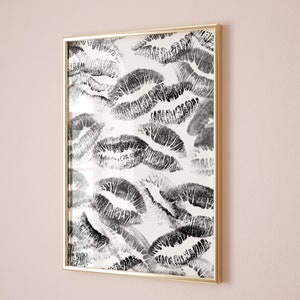 Kiss Lips Wall Art Trendy Poster Lips Print Trendy Digital Prints Dorm Trendy Art Print Aesthetic Print Fashion Wall Art Make Up Wall Art