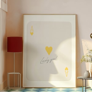 Yellow Art Prints Trendy Wall Art Aesthetic Poster Retro Trendy Aesthetic Room Decor Ace of Spades Print Bedroom Decor Apartment Decor
