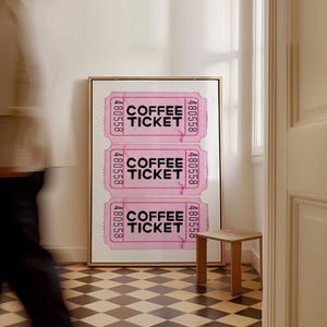Pink Trendy Wall Art Retro Vintage Coffee Wall Art Digital Poster Coffee Bar Supplies Kitchen Art Prints Preppy Pink Prints Girly Wall Art