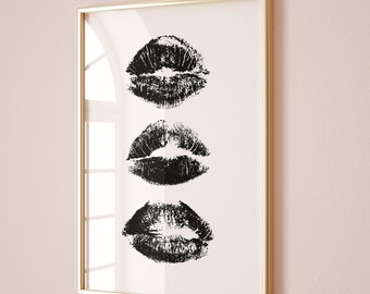 Kiss Lips Wall Art Trendy Poster Lips Print Trendy Digital Prints Preppy Dorm Trendy Art Print Funky Print Fashion Wall Art Make Up Wall Art