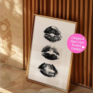 Kiss Lips Wall Art Trendy Poster Lips Print Trendy Digital Prints Preppy Dorm Trendy Art Print Funky Print Fashion Wall Art Make Up Wall Art