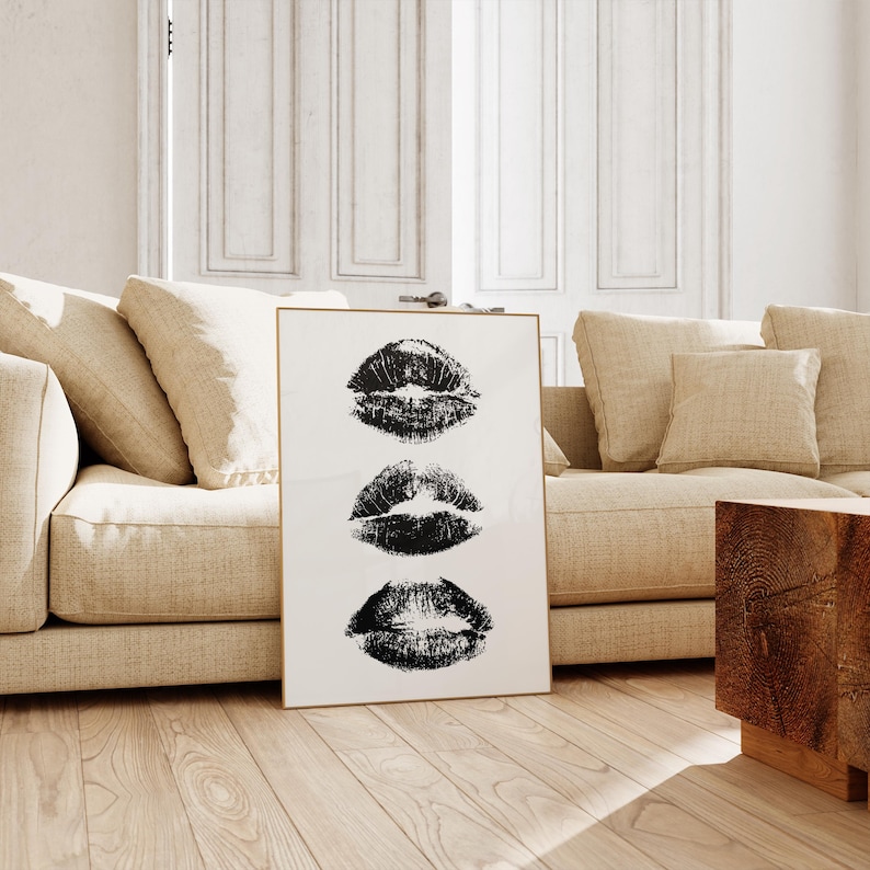 Kiss Lips Wall Art Trendy Poster Lips Print Trendy Digital Prints Preppy Dorm Trendy Art Print Funky Print Fashion Wall Art Make Up Wall Art image 6