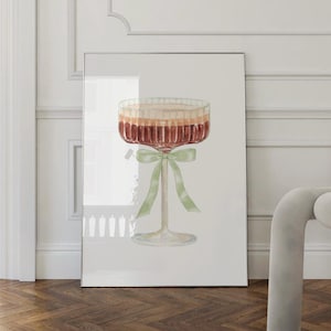 Sage  Green Wall Art Bar Cart Print Cocktail Wall Art Aesthetic Wall Art Trendy Wall Art Preppy Dorm Girly Room Decor Teen Girl Print