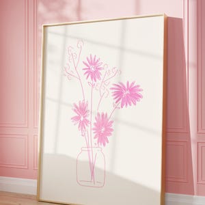 Pink Art Prints Flower Wall Art Pink Art Prints Trendy Digital Prints Preppy Dorm Decor Trendy Art Prints Flower Bouquet Art Print Pink Dorm
