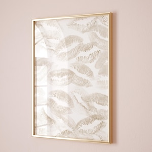 Beige Art Prints Neutral Wall Art Aesthetic Wall Art Kiss Lips Wall Art Trendy Wall Art Beige Wall Art Preppy Dorm Girly Printable
