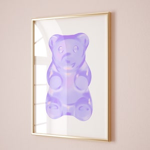 Lilac Wall Art Trendy Art Prints Gummy Bear Poster Aesthetic Poster Trendy Digital Print Preppy Dorm Trendy Art Print Purple Wall art