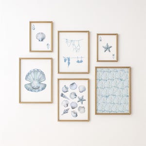 Coastal Print Set of 6 Blue Coastal Wall Art Digital Prints Coastal Granddaughter Aesthetic  Beach Preppy Girls Dorm Room Trendy Poster