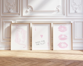 Pink Cheetah Lips Gallery Wall Art Prints, Set of 3 (Digital Download)