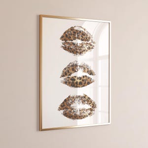 Cheetah Kiss Lips Print, Trendy Aesthetic Room Decor (Digital Download) image 1