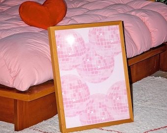 Pink Disco Ball Print | Preppy Dorm Wall Art (Digital Download)