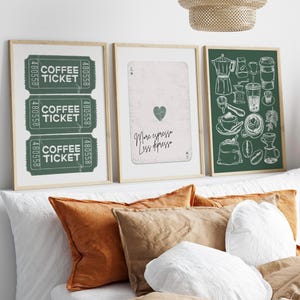 Digital Wall Art Set Of 3 Green Art Prints Coffee Wall Art Kitchen Decor Trendy Kitchen Wall Art Aesthetic Room Gallery Wall Set Coffee Bar