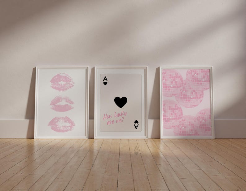 Pink Preppy Wall Art Set, Girly Room Decor (Digital Download) bild 2
