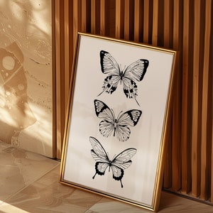 Black And White Prints Aesthetic Wall Art Butterfly Art Prints Trendy Art Prints Maximalist Decor Dorm Wall Decor Modern Trendy Decor