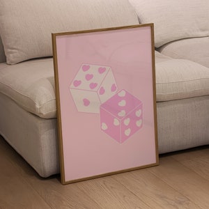 Pink Wall Art  Dice Wall Art Trendy Art Prints Aesthetic Poster Pink Preppy Poster Trendy Digital Download Preppy Dorm Trendy Art Print