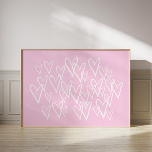 Trendy Art Prints Pink Hearts Wall Art Print Girly Wall Art College Apartment Decor Grafitti Heart Print Teen Girl Wall Art Preppy Art Print