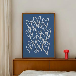 Navy Blue Wall Art Aesthetic Wall Art Trendy Wall Art Blue Art Print Aesthetic Room Decor Dorm Wall Art Hearts Wall Art Digital Printable