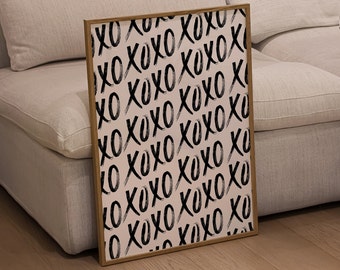 XOXO Art Print, Preppy Typography Poster (Digital Download)