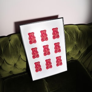 Trendy Wall Art Gummy Bear Art Prints Red Wall Art Aesthetic Room Decor Apartment Cool Decor Poster Girly Wall Art Dorm Printable