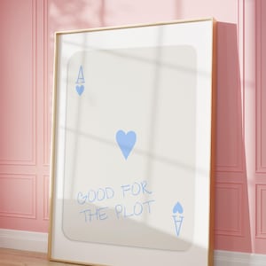 Light Blue Wall Art Good For The Plot Print Above Bed Art Blue Bedroom Ace Of Hearts Poster Trendy Retro Prints Aesthetic Decor Preppy Dorm