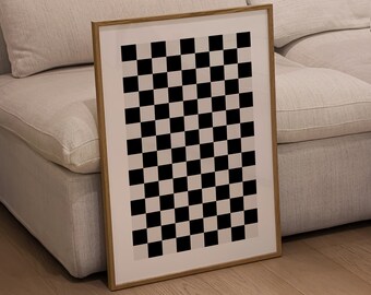 Checkered Print, Funky Retro Wall Art (Digital Download)