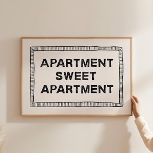 Apartment Sweet Apartment Home Print Poster Digital Download Instant Black Trendy Wall Art Cute Decor Entryway Prints Pink Coquette Modern