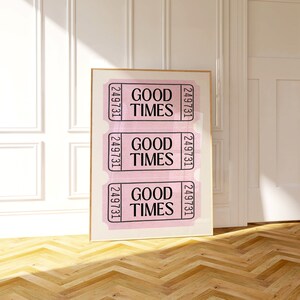 Pink Wall Art Trendy Wall Art Good Times Ticker Print Aesthetic Art Prints Bar Cart Prints Trendy Pink Printable Preppy Bedroom Decor