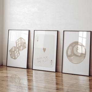Beige Gallery Wall Art Set | Dice, Ace, 8-Ball (Digital Download)