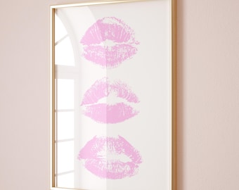 Pink Lips Art Print, Trendy Girly Wall Decor (Digital Download)