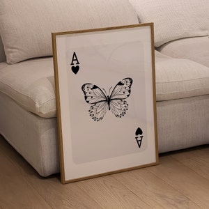 Playing Card Poster Butterfly Wall Art Trendy Digital Prints Preppy Dorm Decor Print Trendy Art Prints Bar Cart Decor Play Card Art Prints