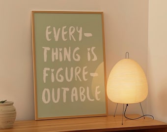Figureoutable Print, Sage Green Inspirational Quote (Digital Download)