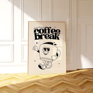 Coffee Wall Art Retro Cartoon Wall Art Kitchen Wall Art Aesthetic Art Trendy Wall Art Funny Print Cartoon Print Coffee Poster Quirky Poster