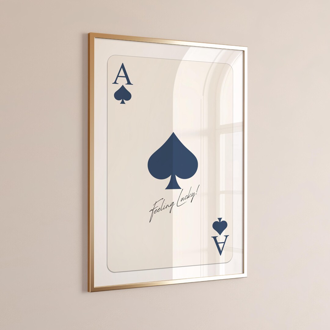 Ace of Spades Art Print, Navy Card Poster (digital Download) - Etsy