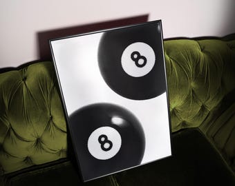 8-Ball Yin Yang Art Print | Black & White Aesthetic (Digital Download)