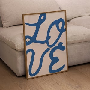 Navy Blue Wall Art Maximalist Poster Love Wall Art Trendy Art Print  Eclectic Wall Art Preppy Dorm Decor Aesthetic Poster Typography Print