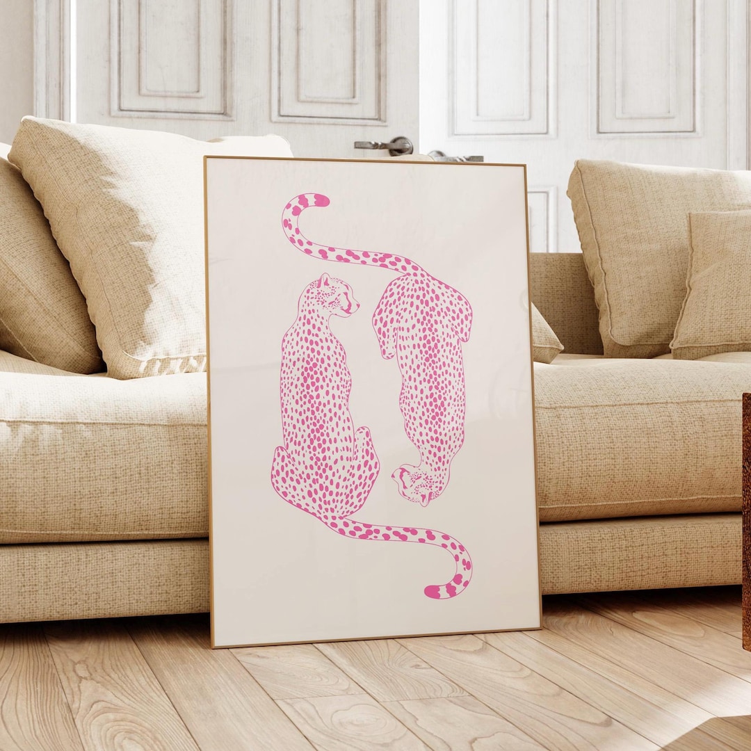 Pink Wall Art Cheetah Wall Print Trendy Pink Apartment Decor Preppy ...