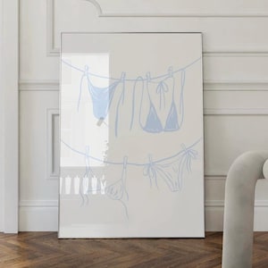 Blue Bikini Summer Print Blue Coastal Girly Print Preppy Aesthetic Beachy Printable Art Dorm Room Trendy Wall Art Digital Print Download