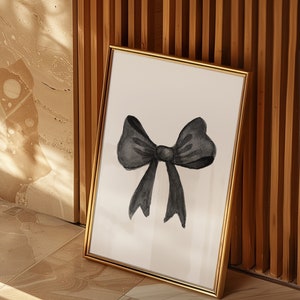 Bow Wall Art Trendy Art Prints Aesthetic Poster Ribbon Wall Art Black White Wall Art Trendy Digital Print Preppy Dorm Funky Print