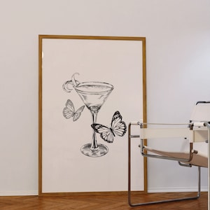 Cocktail Wall Art Bar Cart Art Prints Trendy Wall Art Black And White Print Retro Print Aesthetic Printable Art Cocktails Print