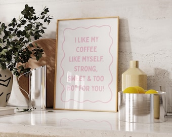 Printable Kitchen Wall Art Coffee Bar Art Print Aesthetic Decor Trendy Poster Coffee Digital Print Pink Wall Art This Kitchen Is For Dancing